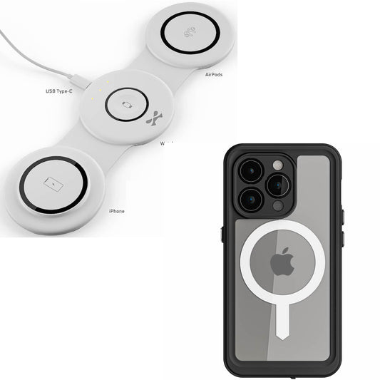 【ゴーステック トラベルパック】iPhone15シリーズ用ノーティカルスリムとポータブルチャージャーセット