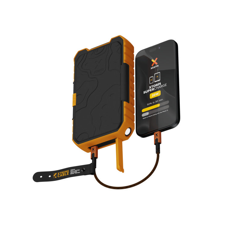 エクストーム IP65準拠防水防塵耐衝撃 ポータブルソーラーモバイルバッテリー 10,000mAh