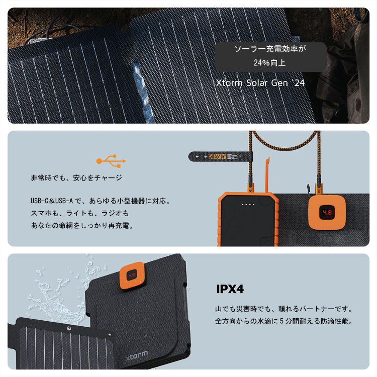 エクストーム 28W 折畳式ソーラーブースター